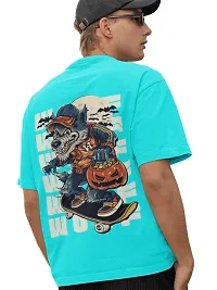 Stylish Turquoise Cotton Printed T-Shirt For Men-thumb1