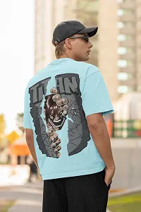 Stylish Blue Cotton Printed T-Shirt For Men-thumb1