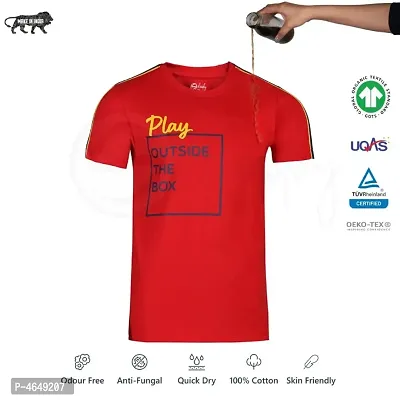 Zero Stain Cotton Printed Red T-Shirt