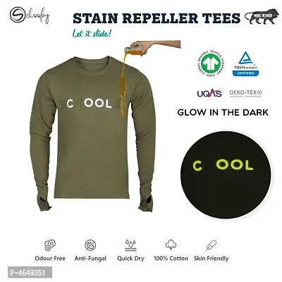 Glow In The Dark Zero Stain Cotton Army Green Thumb T-Shirt