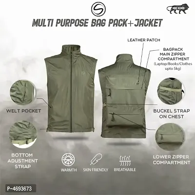 2 in 1 Olive JackPack (Jacket + Backpack) Core Functionality-thumb0