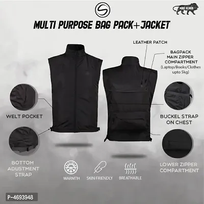 Black JackPack (Jacket + Backpack) Core Functionality