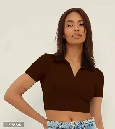 Womens Cotton Blend Solid Crop Top PACK OF 1-thumb0