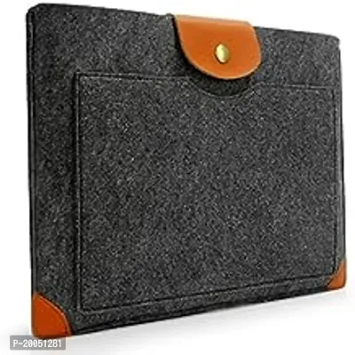 Classic Grey Felt Case Leather Corner Bag Sleeve With Leather Strap Magnetic Button For Apple 13inch Macbook Pro / 13inch Macbook Air / 13inch Macbook Pro With Retina-thumb0