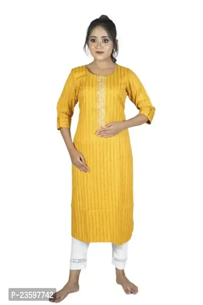 SHRIMATI Women's Rayon Round Neck A-Line Printed Kurta with Mirror Work | S 4-thumb0