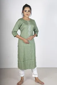 SHRIMATI Women's Rayon Round Neck A-Line Kurta with Zari Work | S 3-thumb1