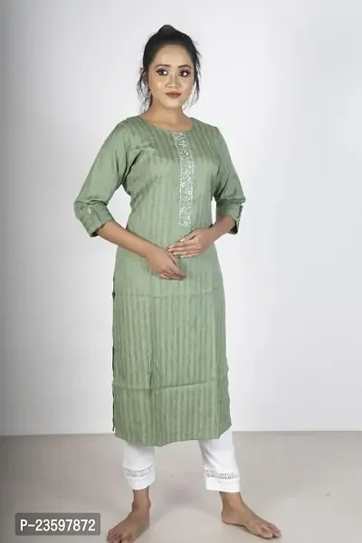 SHRIMATI Women's Rayon Round Neck A-Line Kurta with Zari Work | S 3-thumb2