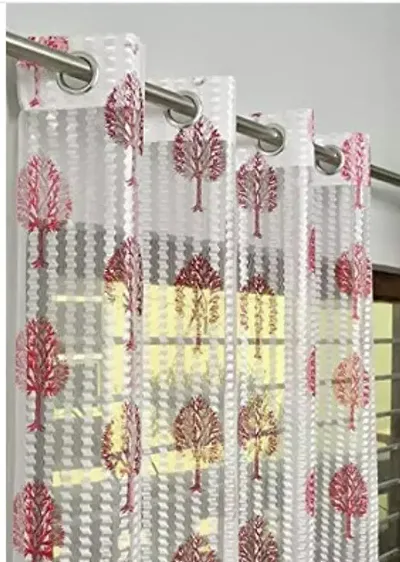 P DECOR Polyester Heavy Print Tissue Door Curtain