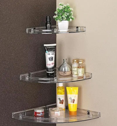 Bathroom Corner Shelf Unbreakable 3 Tiers White Corner Set Plastic Bathroom Corner Shelves