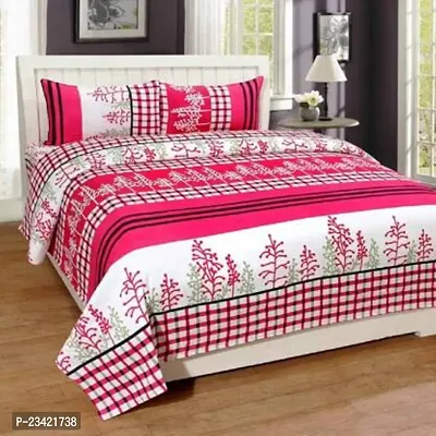 Fancy Glace Cotton Printed Bedsheet with 2 Pillow Covers-thumb0