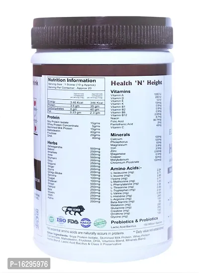 Child Nutrition Health N Height Protein Supplement Drink Powder Helps for Growing Kids Pre  Probiotics For Growth Immunity Brain and Eye Health (Chocolate Flavour)-thumb3