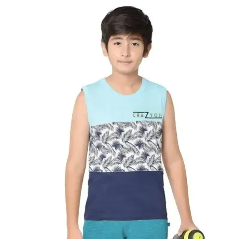 CRAZYON BOYS SLEEVELESS T-SHIRTS P(1) (BLUE)