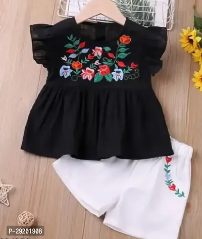 Stylish Black Cotton Blend Dresses For Girls-thumb0
