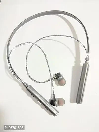 Stylish Bt-18 High Quality Real Bass, 40Hr+ Talk Time, 35Hr+ Music Time Bluetooth Earphone - Silver, In The Ear-thumb0