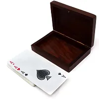 Hashcart Elephant Shape Brass Inlay Wooden Decorations Box Rectangular Case Double Playing Cards Set Holder - Brown, 11.43 cm x 8.128 cm x 3.04 cm-thumb1