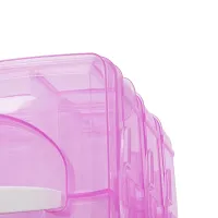 Layers 18 Grids Transparent Plastic Storage Organizer Jewellery Organizer Storage Compartment Box. 13 x 17 x 16 cm (PINK)-thumb2