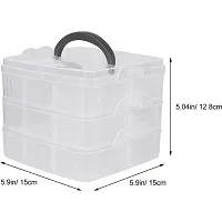 Layers 18 Grids Transparent Plastic Storage Organizer Jewellery Organizer Storage Compartment Box. 13 x 17 x 16 cm (WHITE)-thumb1