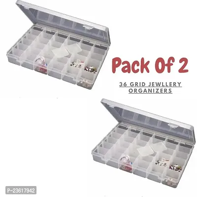36 Grids Clear Plastic Storage Box with Adjustable Dividers Organizer Pills Drugs Earrings Bead Jewelry Small Storage Box Case(PACK OF 2)-thumb0
