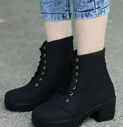 Stylish Black EVA Heeled Boots For Women