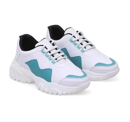 Stylish Blue Synthetic Colourblocked Running Shoes For Women