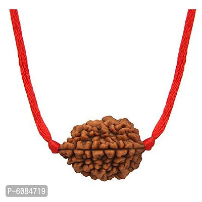 Original Certified 2 Mukhi Two Faced Nepali Rudraksha Beads Pendant with Red Thread Simple Loose Bead Locket For Men and Women-thumb0