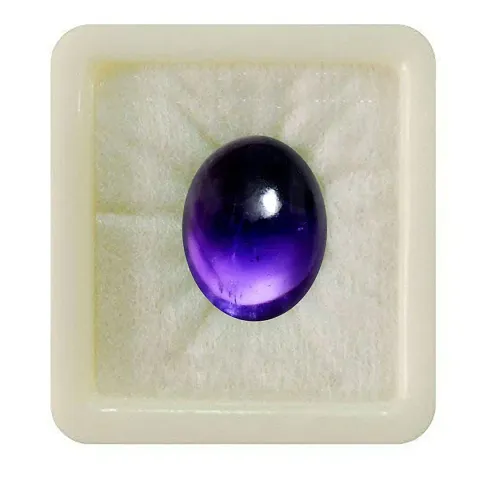 Cabochon Amethyst Gemstone 3.25 Ratti 2.95 Carat Katela Oval Shape Rashi Ratan