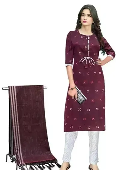 Stylish Cotton Blend Kurta with Bottom Set