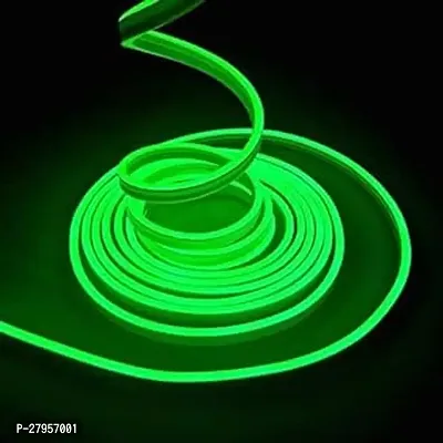 Super 16.4Feet Long with 12V Adaptor LED Neon Strip Rope LightsFlat Silicone Neon Rope Light Flexible Cuttable String IP65 Waterproof Neon LED Strips for Indoor Outdoor DecorationGreen-thumb0