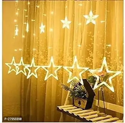 Super 6+6 Star Curtain Warm White led Lights with 8 Flashing Modes  Attractive LED Star Light for Diwali Festival  138 LED 6 Small  6 Big Stars with 8 Flashing Mode LED Strip Lights 12 Stars-thumb0