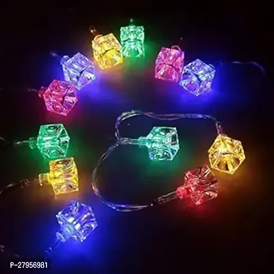 Super Multicolour Cube Led Lights  14 Feet 10 Led Lights for Home Decoration Colourful  Crystal Cubes Shape Lights for Decor  Decorative Lights Indoor Outdoor  Series Light  Fancy Light