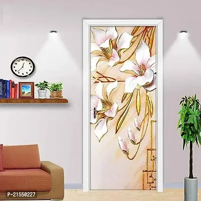 Aadee Craft Flower Door Wallpaper For Door Self Adhesive Vinyl, Door Sticker Wallpaper Murals Peel And Stick Removable Vinyl Decals For Home Decor,Water Proof (30X78 Inch)