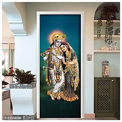 Aadee Craft Radha Krishna Door Sticker Wallpaper Self Adhesive Vinyl, Door Murals Peel And Stick Vinyl For Home Decor,Water Proof (30X78 Inch)-thumb0