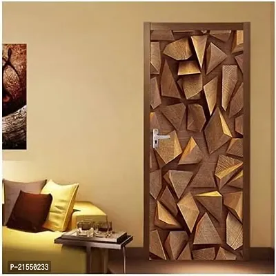 Aadee Craft 3D Wooden Cutting Door Wallpaper For Door Self Adhesive Vinyl, Door Sticker Wallpaper Murals Peel And Stick Removable Vinyl Decals For Home Decor,Water Proof (30X78 Inch)
