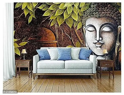 Aadee Craft 3D Lord Buddha Wallpaper Wall Mural Wall Sticker For Living Room Bed Room Hall 3D Meditating Buddha Wallpaper Home Decor Walls (Vinyl Self Adhesive 48X36 Inches)-thumb0