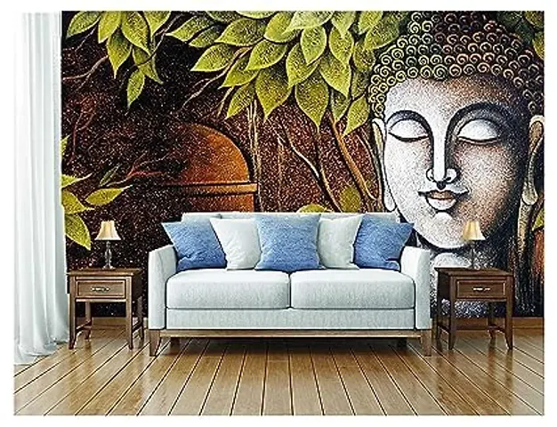 Aadee Craft 3D Lord Buddha Wallpaper Wall Mural Wall Sticker For Living Room Bed Room Hall 3D Meditating Buddha Wallpaper Home Decor Walls (Vinyl Self Adhesive 48X36 Inches)