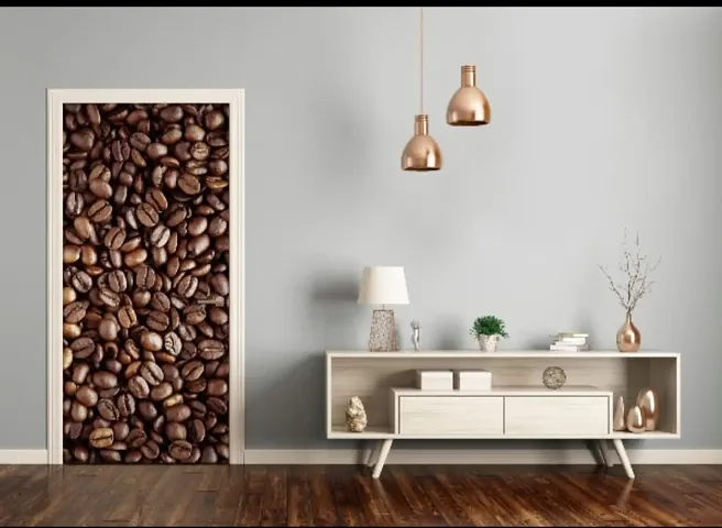 Aadee Craft Coffee Beans Door Wallpaper For Door Self Adhesive Vinyl, Door Sticker Wallpaper Murals Peel And Stick Removable Vinyl For Home Decor,Water Proof (30X78 Inch) (Design 9)