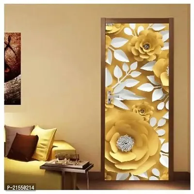 Aadee Craft Sunflower Design Door Wallpaper For Door Self Adhesive Vinyl, Door Sticker Wallpaper Murals Peel And Stick Vinyl For Home Decor,Water Proof (30X78 Inch)-thumb0