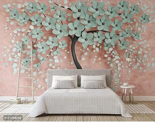 Aadee Craft 3D Flowers Tree Wallpaper Floral Mural Wallpaper 3D Walls Stickers For Living Room Bed Room Hall Home Decoration (Vinyl Self Adhesive 48X36 Inches)-thumb0