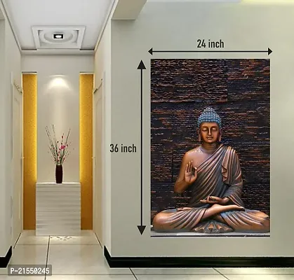Aadee Craft Beautiful Lord Gautam Buddha Vinyl Sticker | Wall Sticker For Living Roomi Bedroom I Office Size - 60 Cm X 90 Cm-thumb0