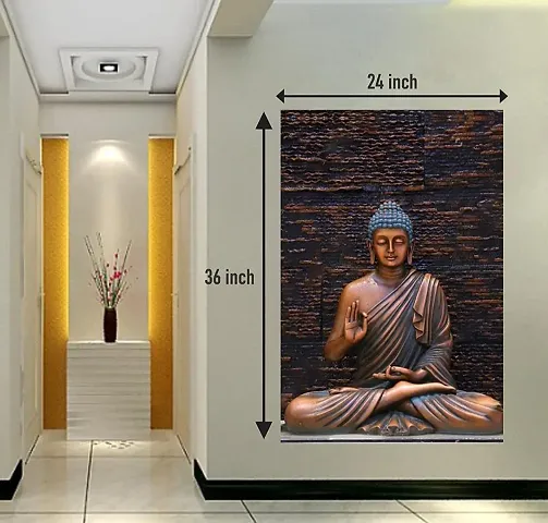 Aadee Craft Beautiful Lord Gautam Buddha Vinyl Sticker | Wall Sticker For Living Roomi Bedroom I Office Size - 60 Cm X 90 Cm