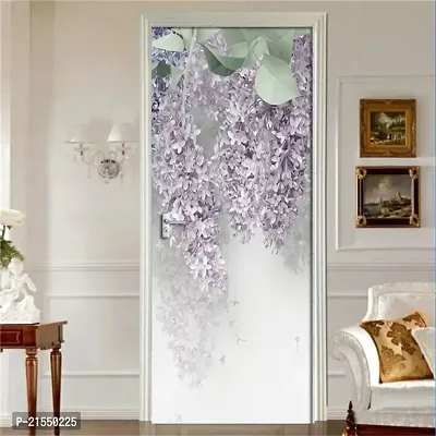 Aadee Craft Purple Flower Door Wallpaper For Door Self Adhesive Vinyl, Door Sticker Wallpaper Murals Peel And Stick Removable Vinyl Decals For Home Decor,Water Proof (30X78 Inch)-thumb0