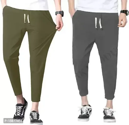 Comfortable Multicoloured Cotton Blend Regular Track Pants For Men Pack Of 2