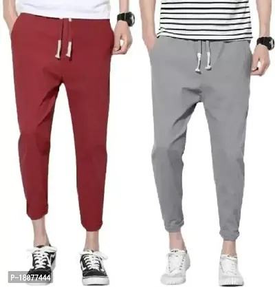 Comfortable Multicoloured Cotton Blend Regular Track Pants For Men Pack Of 2