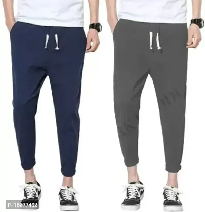 Comfortable Multicoloured Cotton Blend Regular Track Pants For Men Pack Of 2