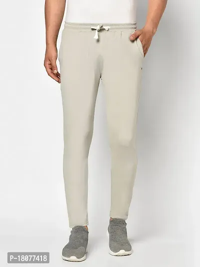 Comfortable White Cotton Blend Regular Track Pants For Men-thumb0