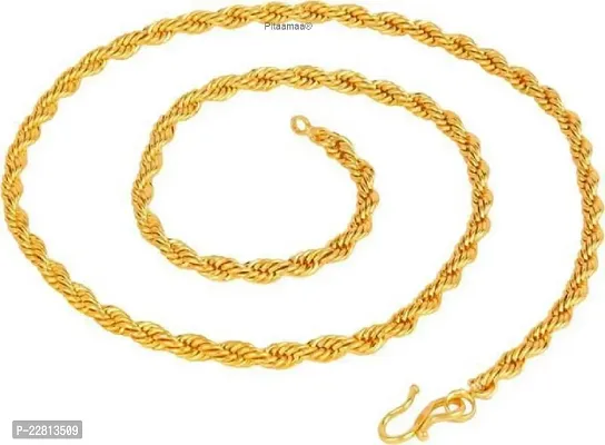 Designer  Gold plated Lotus Chain  Gold-plated Plated Brass Chain (23 Inch)Water And Sweat Proof Jawellery-thumb0