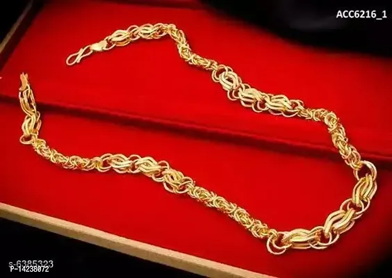 new stylish attractive Gold traditional jewellery  short Gold-plated Plated Brass Chain(20 Inch)Water And Sweat Proof Jawellery-thumb2