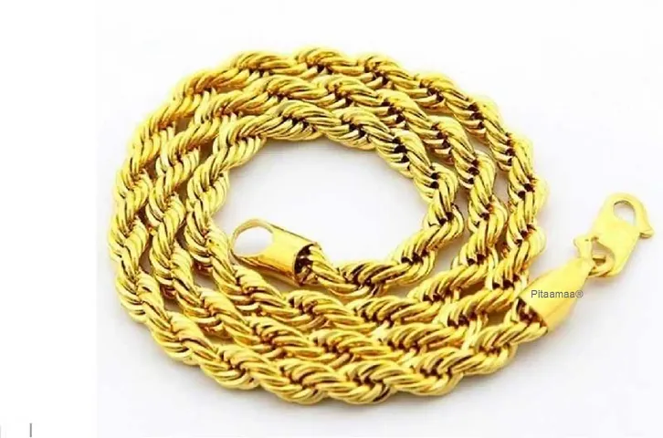 Pitaamaa Long Gold-plated Plated Brass Chain (23 INCH)Water And Sweat Proof Jawellery MGPC-0124