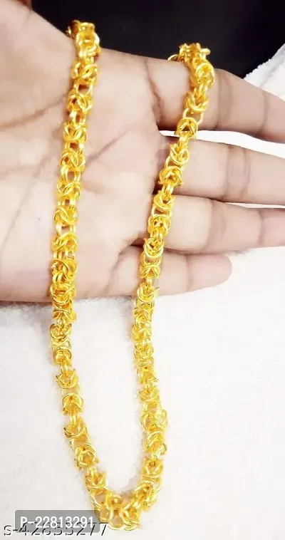 1 Gram Gold plated Chain For Boys and Man Gold-plated Plated Brass Chain (20 Inch)Water And Sweat Proof Jawellery-thumb3