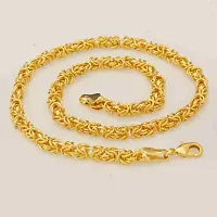 new stylish attractive Gold traditional jewellery  short Gold-plated Plated Brass Chain(20 Inch)Water And Sweat Proof Jawellery-thumb1